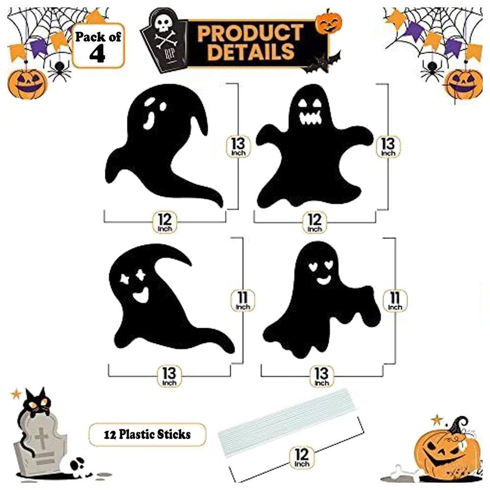 Brain Giggles - Halloween Yard Decoration Ghost Signs - 4pcs