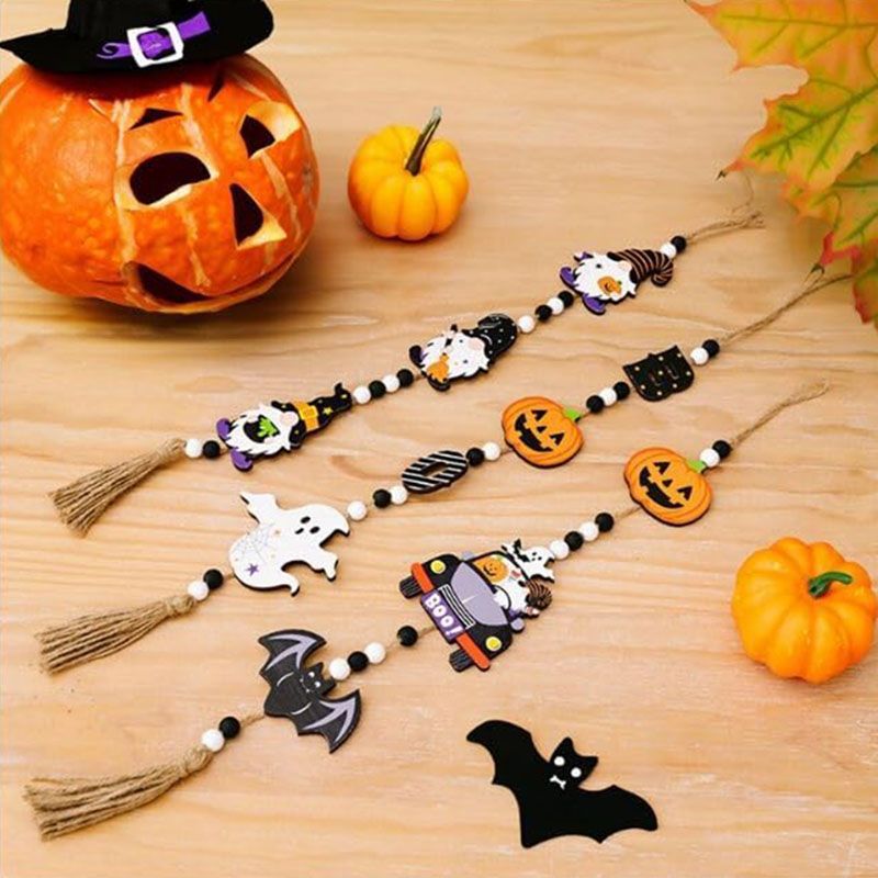 Brain Giggles - Halloween Wooden Beads Hanging Ornament - 3pcs