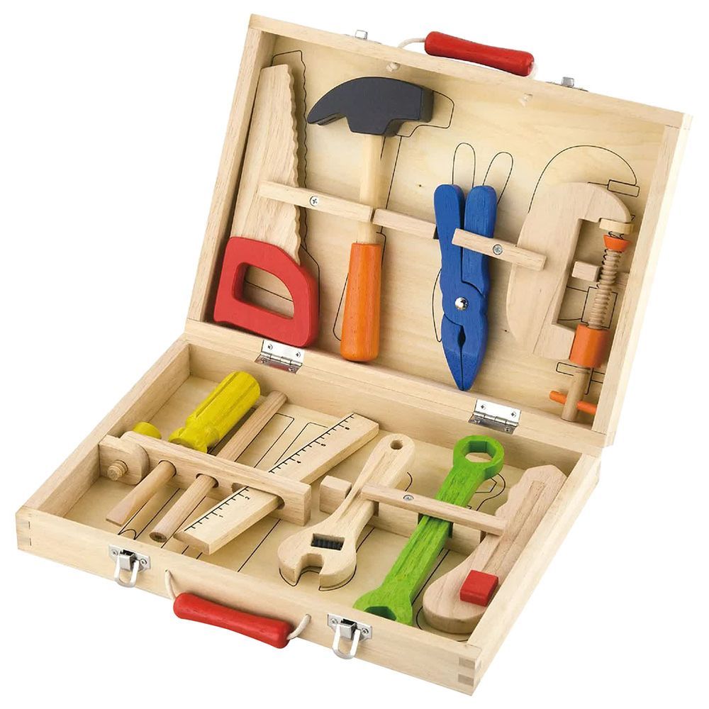 Brain Giggles Pretend Play Wooden Tool Box