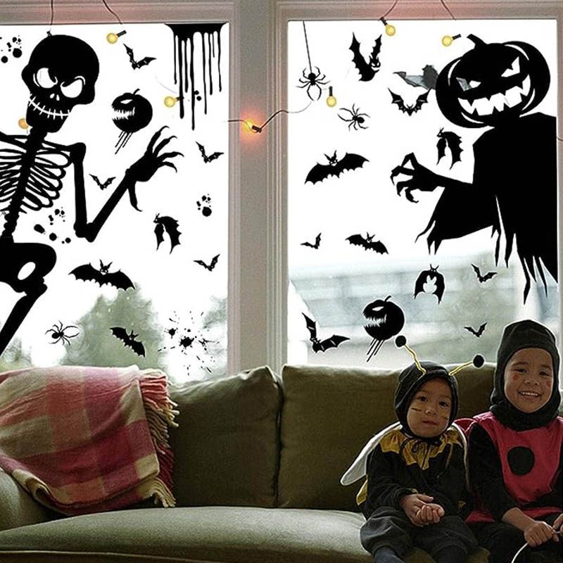 Brain Giggles - Halloween Pumpkin Window Wall Sticker - Black