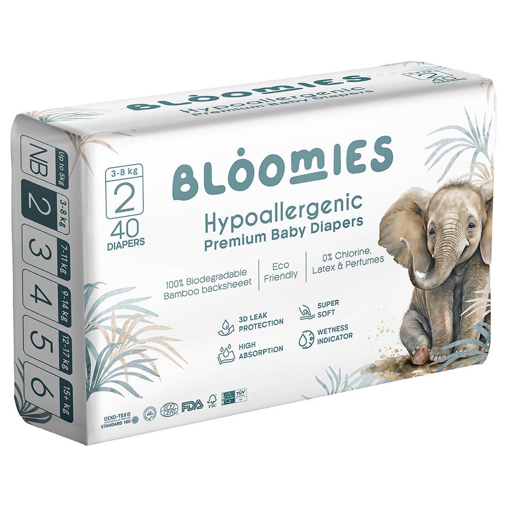 Bloomies - Premium Baby Diapers - 3-8 kg - Size 2 - 40pcs