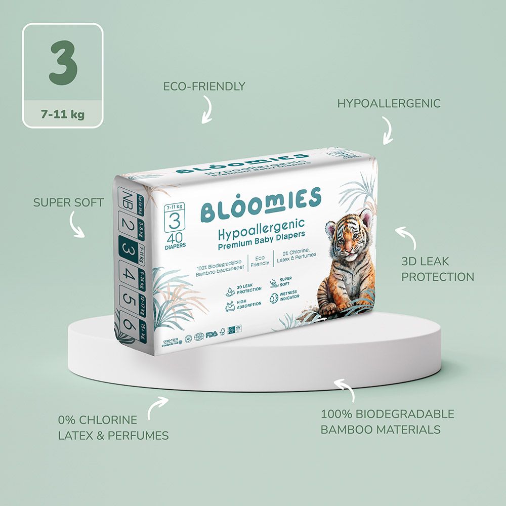 Bloomies - Premium Baby Diapers - 7-11 kg - Size 3 - 40pcs