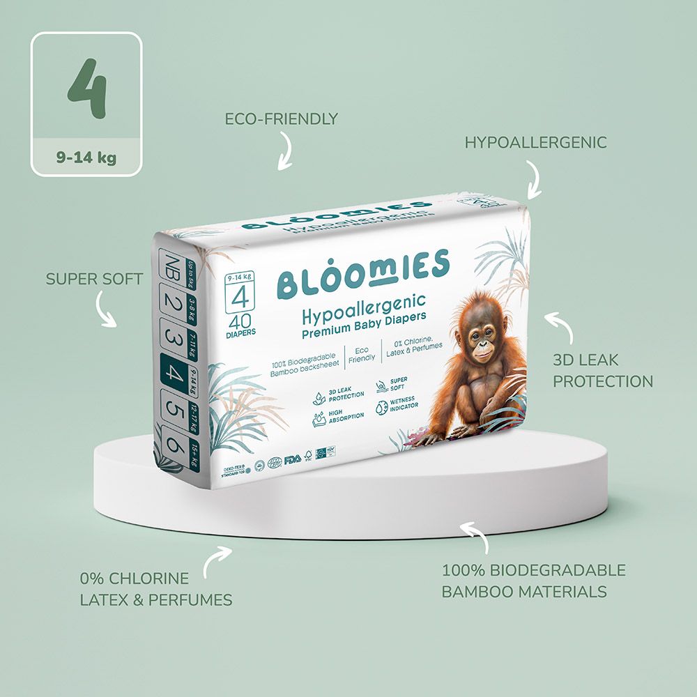 Bloomies - Premium Baby Diapers - 9-14 kg - Size 4 - 40pcs