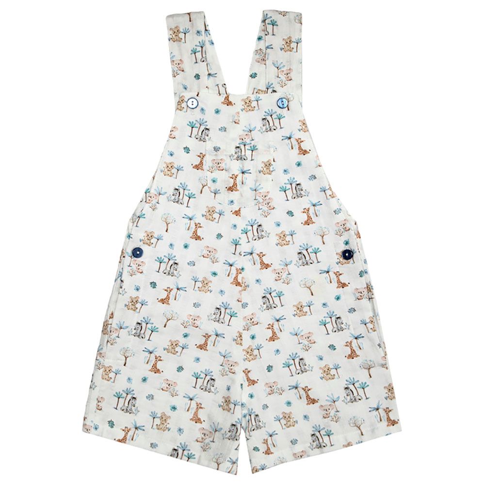 Jules & Juliette - Daniel Baby Dungaree - White Jungle Print