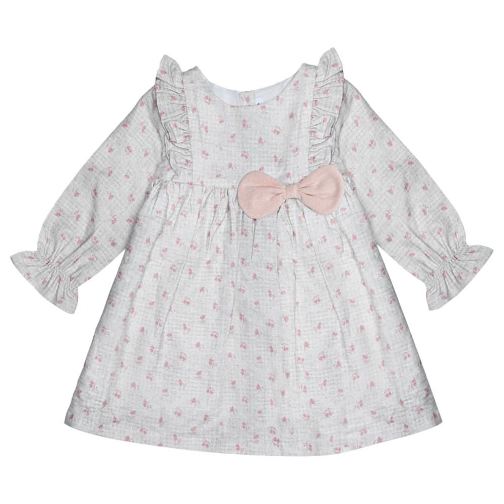 Jules & Juliette - Dara Baby Floral Print Dress - Grey Flowery Pink