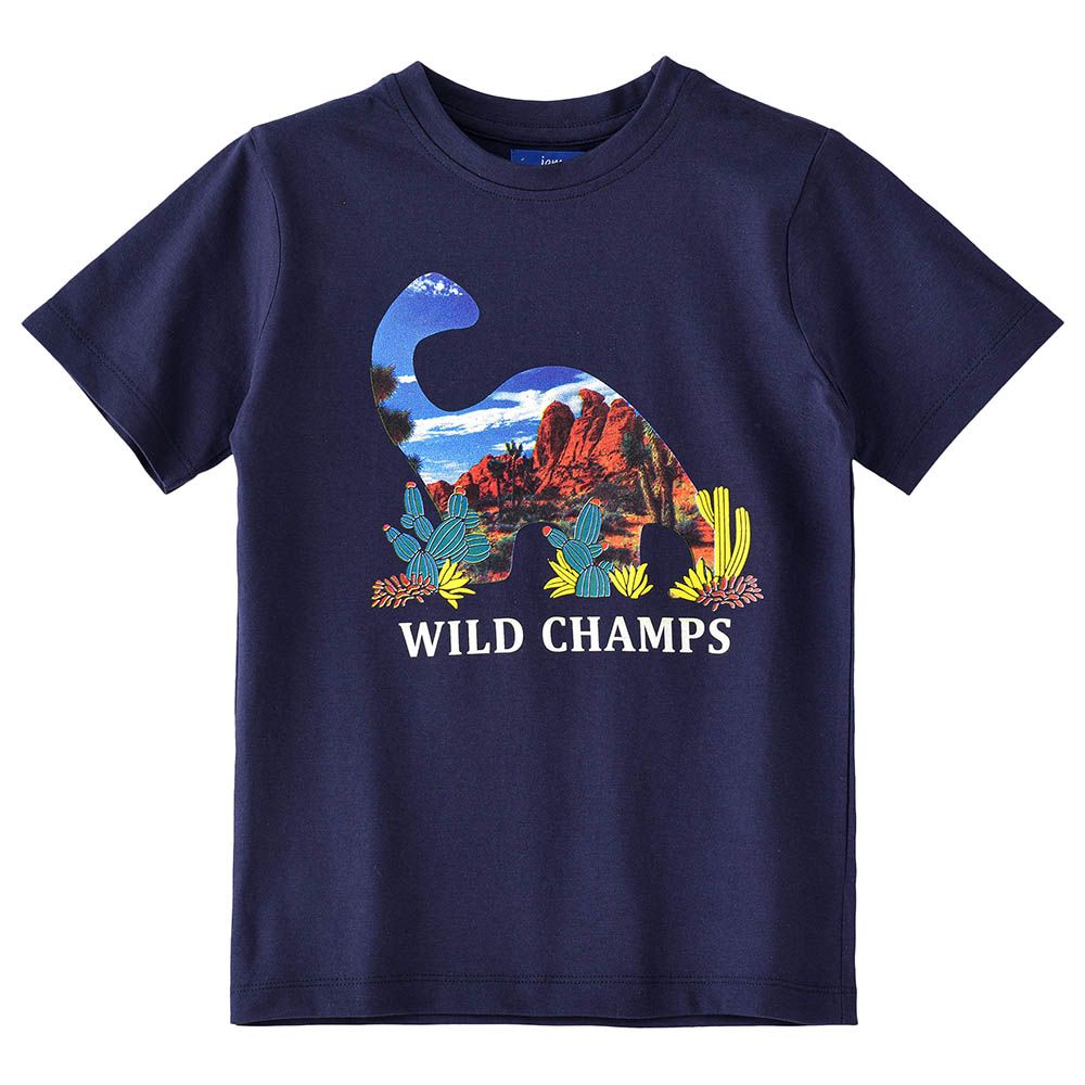 Jam - Boy's Summer Playful Prints Cotton Short-Sleeve Tee - Navy Blue