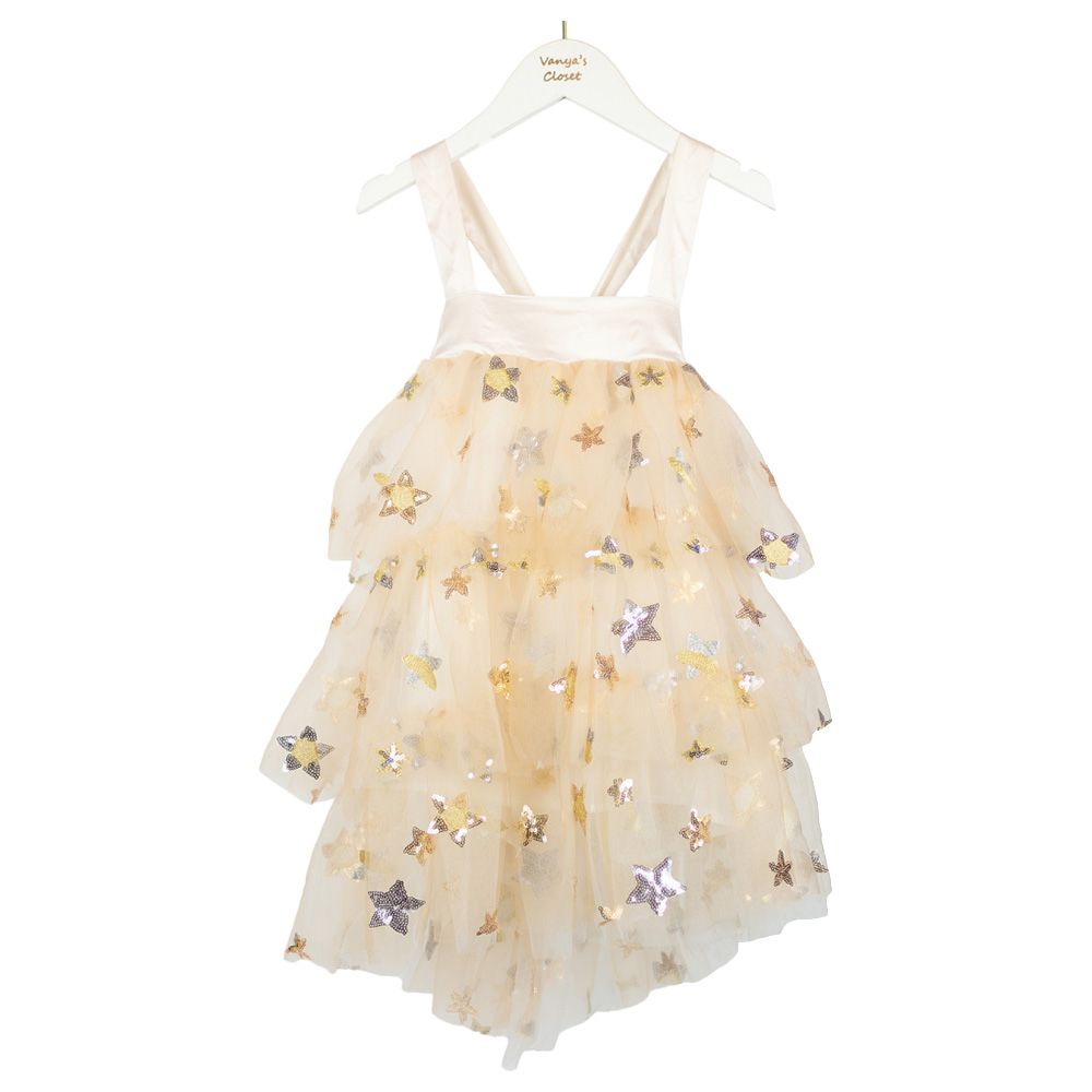 Vanya's Closet - Aseel Tiered Sparkling Dress - Gold