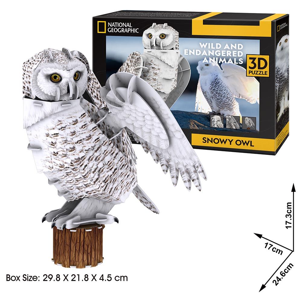 Cubicfun - National Geographic 3D Puzzle Snowy Owl - 62pcs