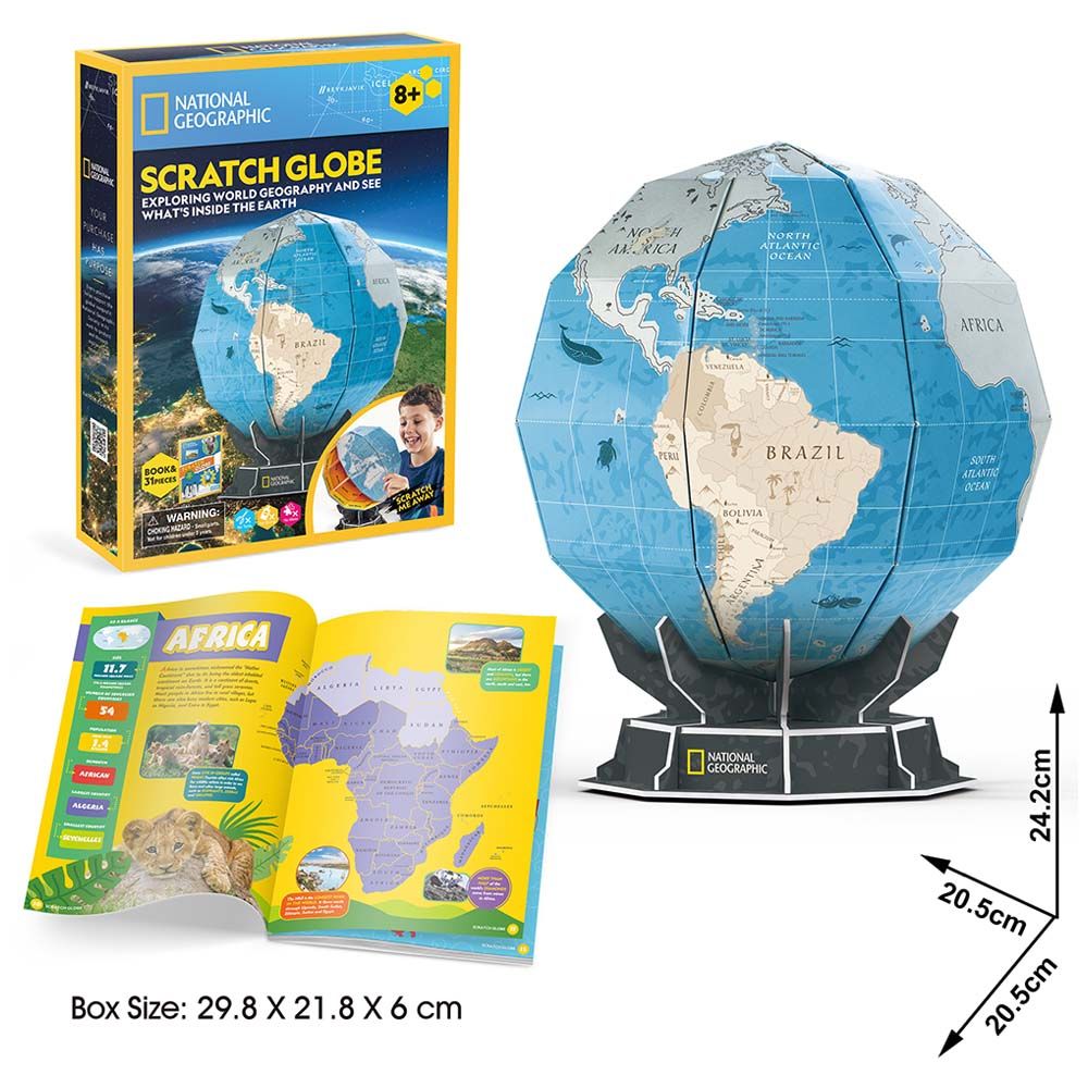 Cubicfun - National Geographic 3D Puzzle Scratch Globe - 31pcs