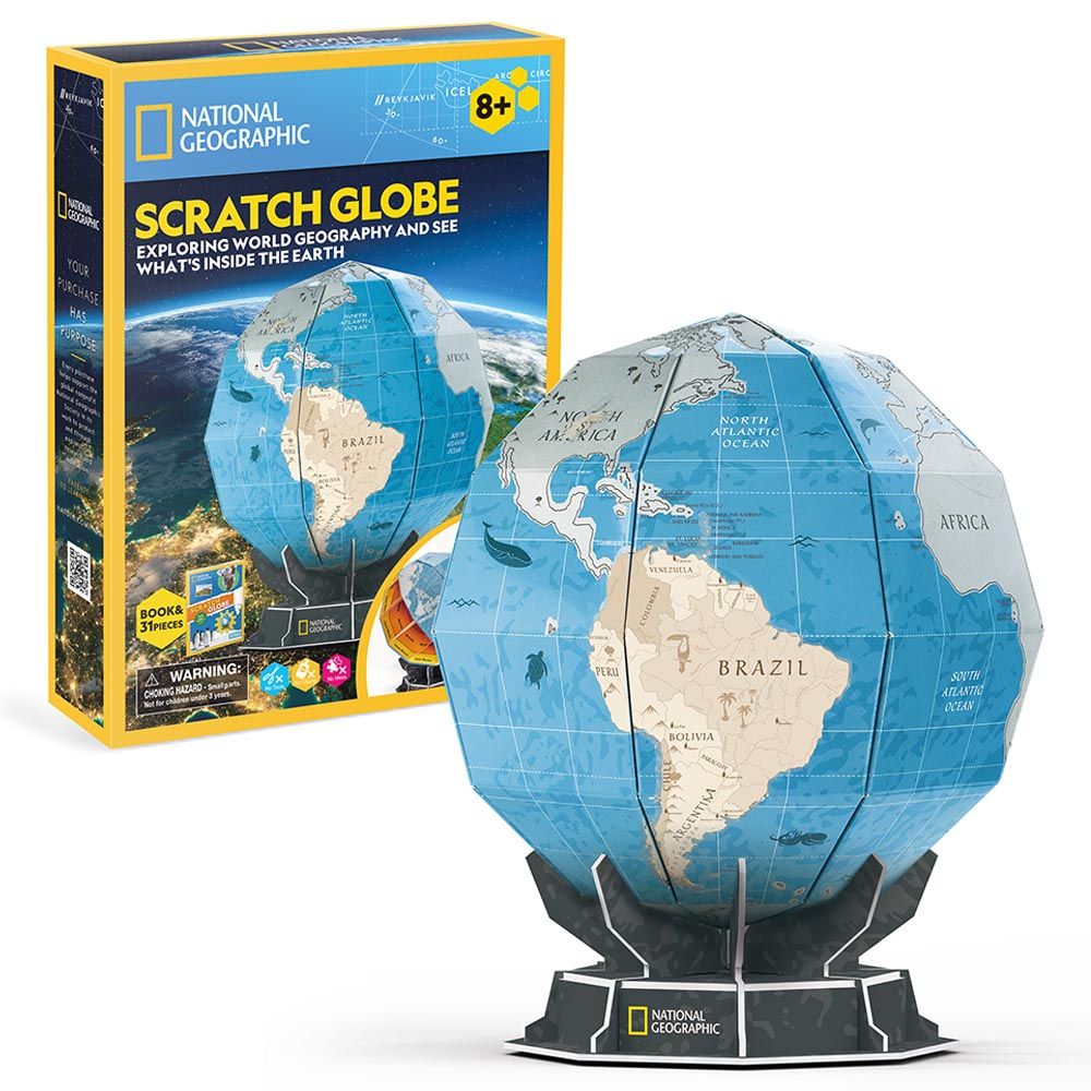 Cubicfun - National Geographic 3D Puzzle Scratch Globe - 31pcs