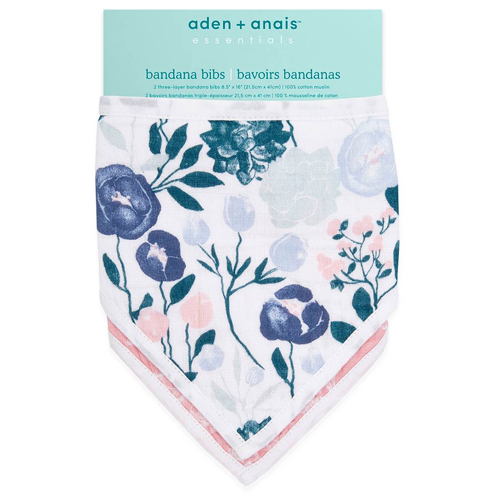 Aden + Anais - Cotton Baby Bandana Bibs - Flowers Bloom - Pack of 2