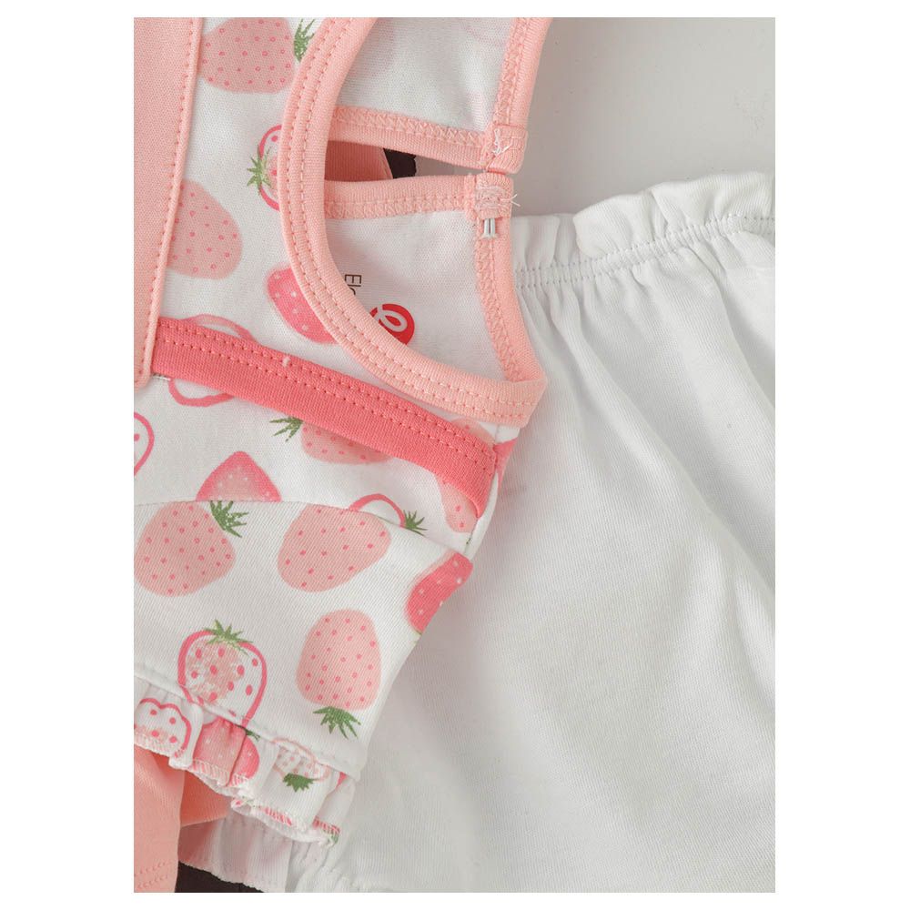 Elegant Kids - 2pc-Set - Girl's Printed Tee And Diaper Cover - Pink