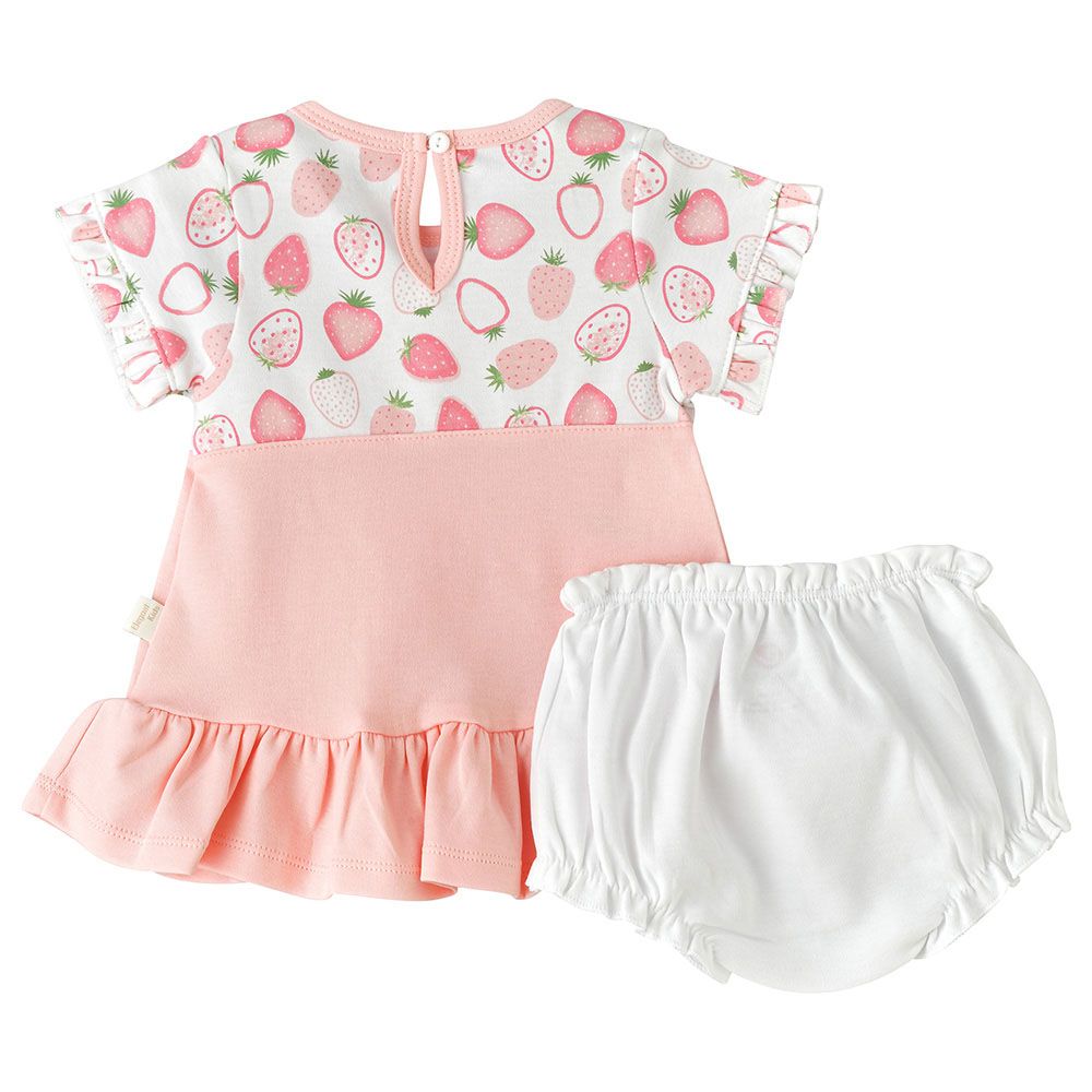 Elegant Kids - 2pc-Set - Girl's Printed Tee And Diaper Cover - Pink