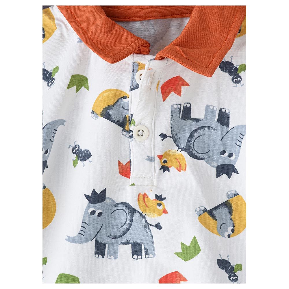 Elegant Kids - 2pc-Set - Boys Printed T-Shirt And Shorts - Orange