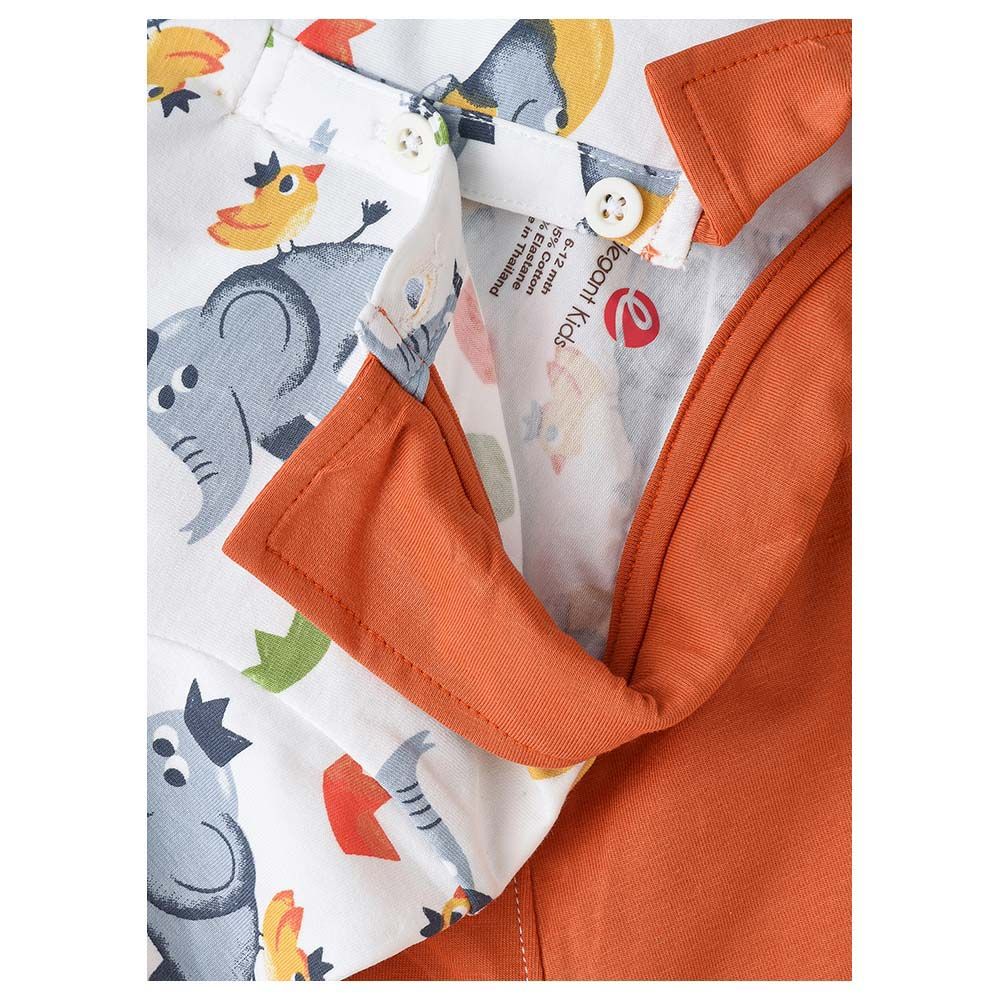 Elegant Kids - 2pc-Set - Boys Printed T-Shirt And Shorts - Orange