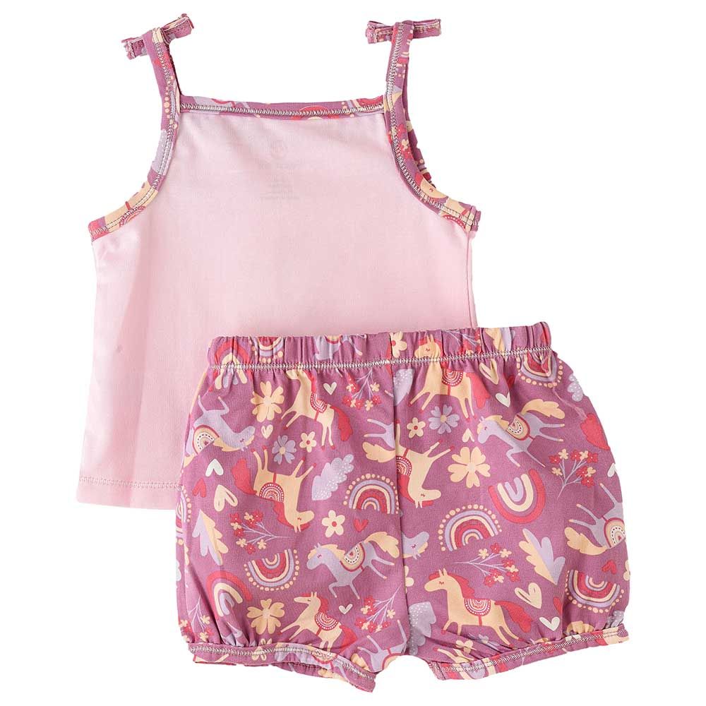 Elegant Kids - 2pc-Set - Girl's Sleeveless Tee And Shorts - Pink