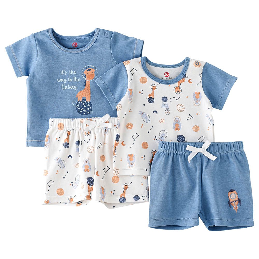 Elegant Kids - 4pc-Set - Tiny Trendsetter Boy's Cotton Tee And Shorts