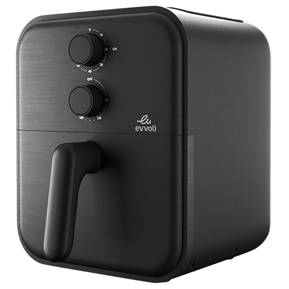 Evvoli - Air Fryer With Manual Controls - Black - 4 L - 1600 W