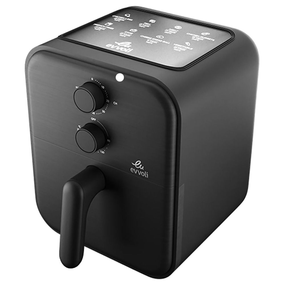 Evvoli - Air Fryer With Manual Controls - Black - 4 L - 1600 W