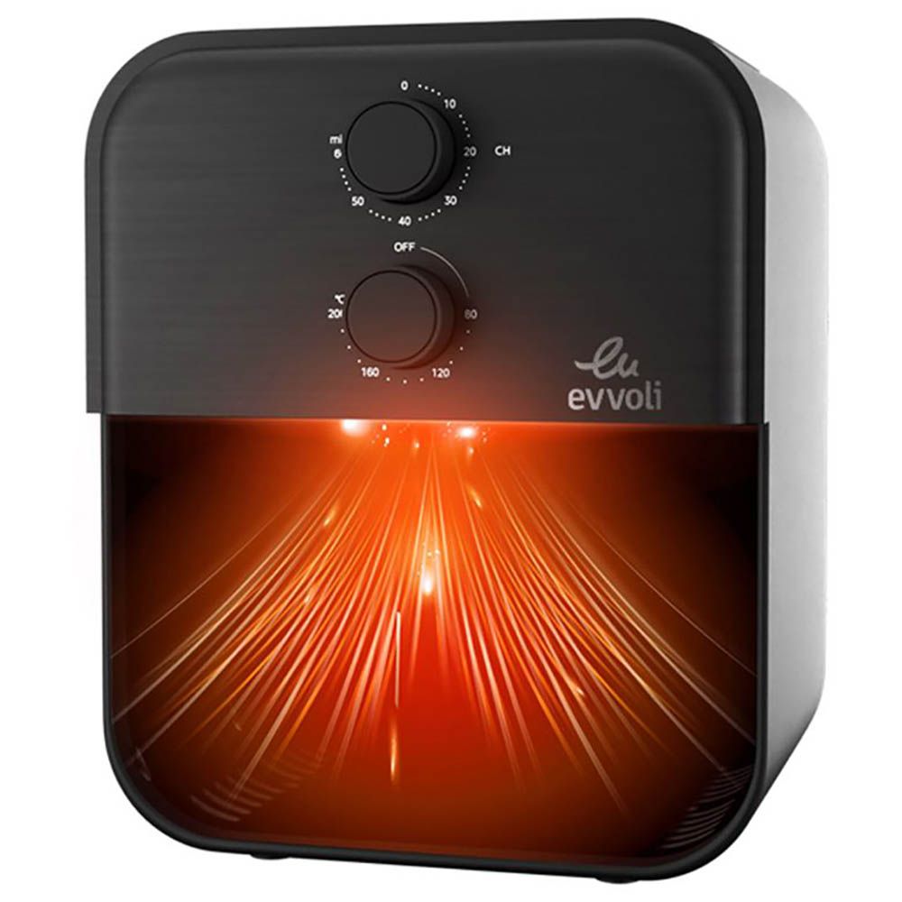 Evvoli - Air Fryer With Manual Controls - Black - 4 L - 1600 W