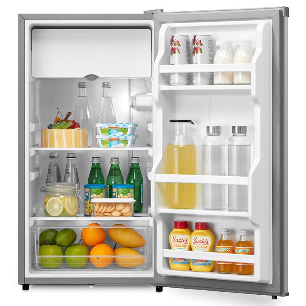 Evvoli - Single Door Mini Refrigerator - Silver - 90 L - 72 W