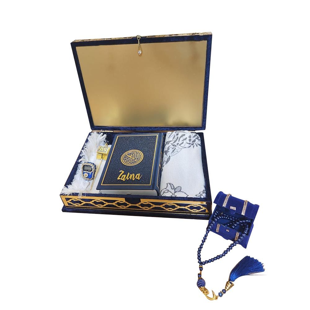 Zayoshe - Exclusive Personalized Islamic Gift Set With Quran - Blue