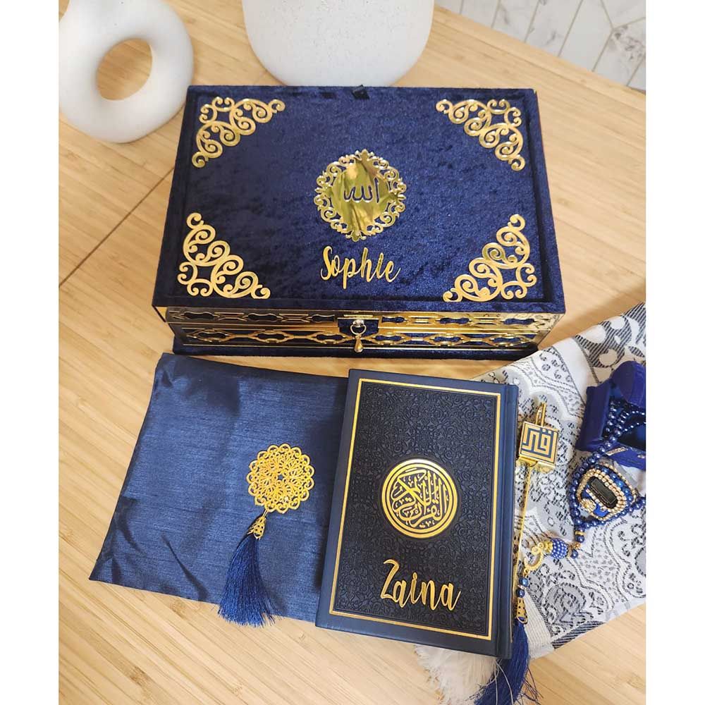 Zayoshe - Exclusive Personalized Islamic Gift Set With Quran - Blue