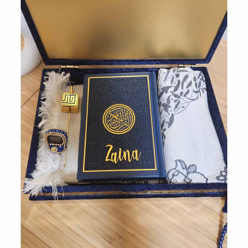 Zayoshe - Exclusive Personalized Islamic Gift Set With Quran - Blue