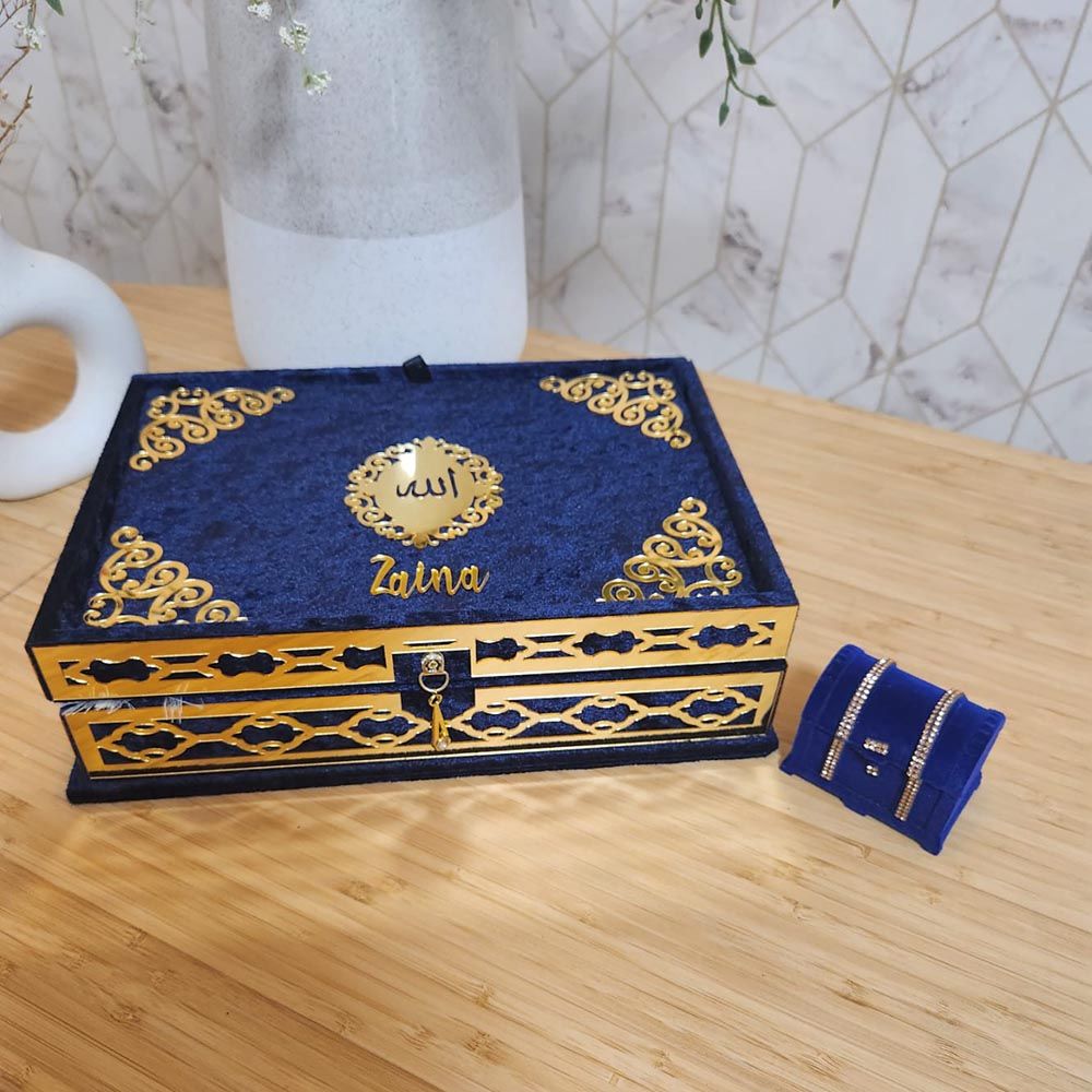 Zayoshe - Exclusive Personalized Islamic Gift Set With Quran - Blue