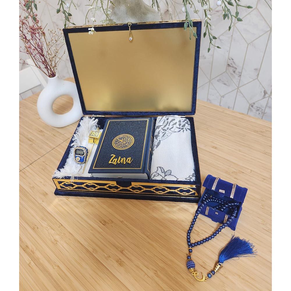 Zayoshe - Exclusive Personalized Islamic Gift Set With Quran - Blue