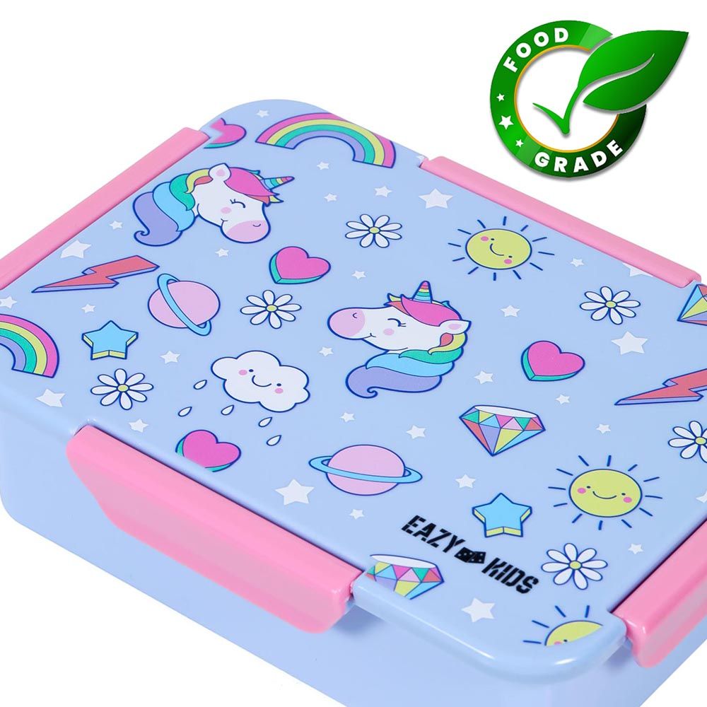 Eazy Kids - Unicorn Convertible Bento Lunch Box - Pink - 4 Compartments