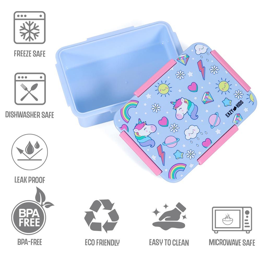 Eazy Kids - Unicorn Convertible Bento Lunch Box - Pink - 4 Compartments