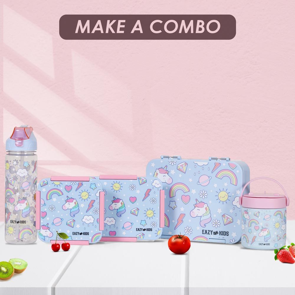 Eazy Kids - Unicorn Convertible Bento Lunch Box - Pink - 4 Compartments