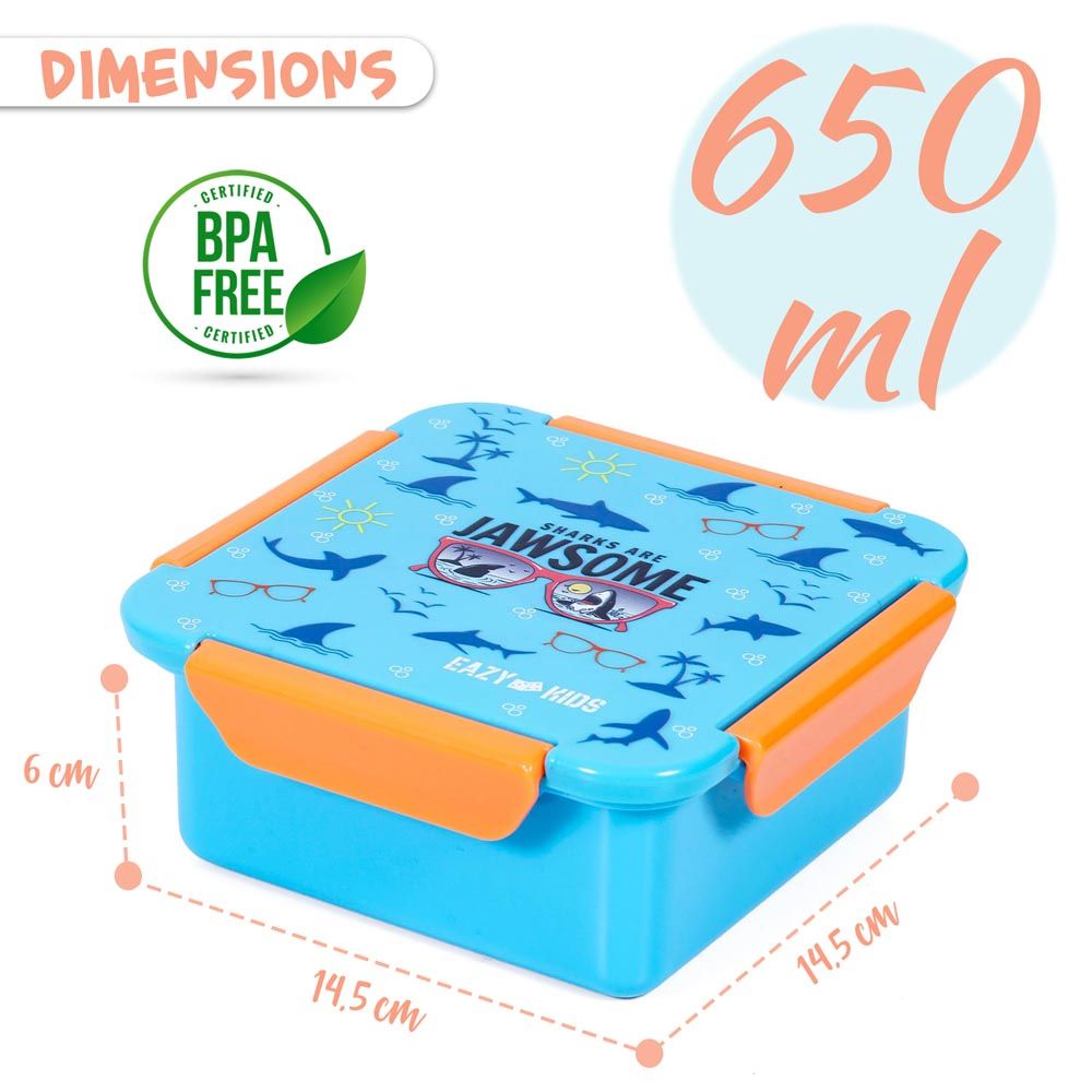 Eazy Kids - Jawsome Shark Snack/Lunch Box - Blue