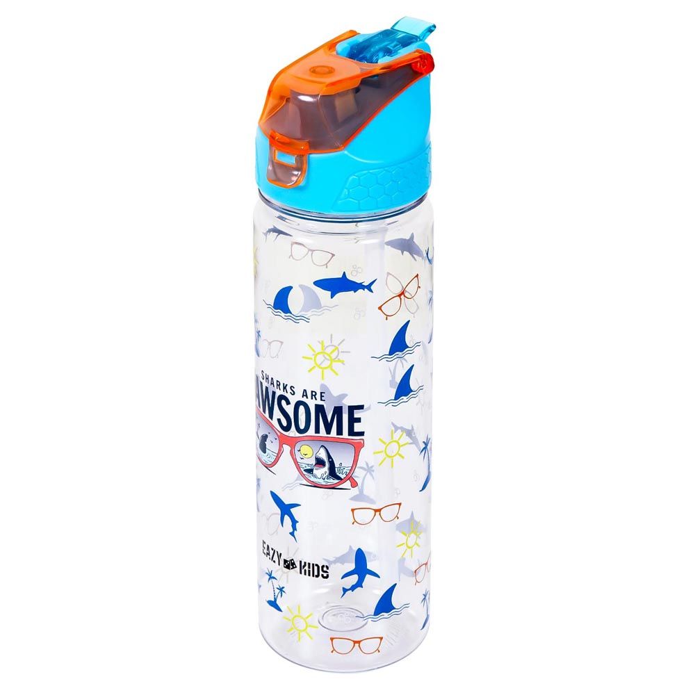 Eazy Kids - 2-In-1 Jawsome Shark Tritan Water Bottle - Blue - 650ml