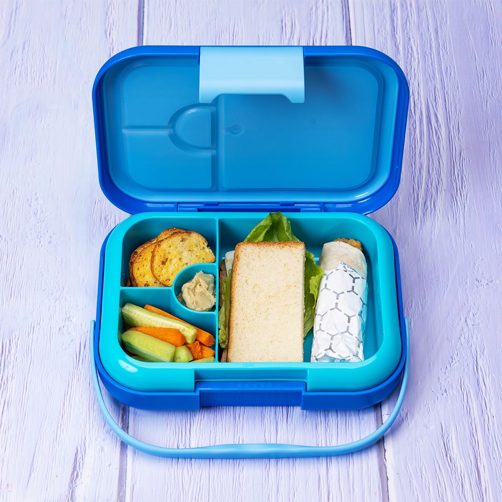 Eazy Kids - 4 Compartment Bento Lunch Box - Mat Blue