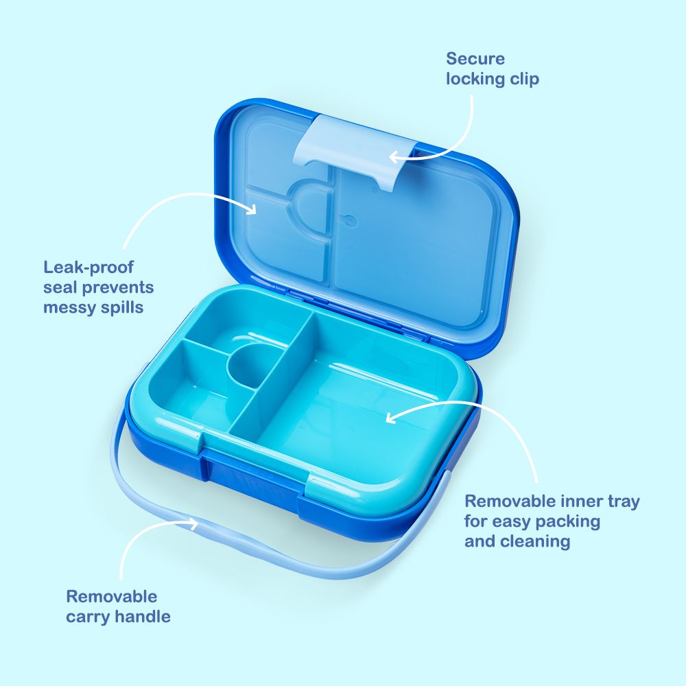 Eazy Kids - 4 Compartment Bento Lunch Box - Mat Blue