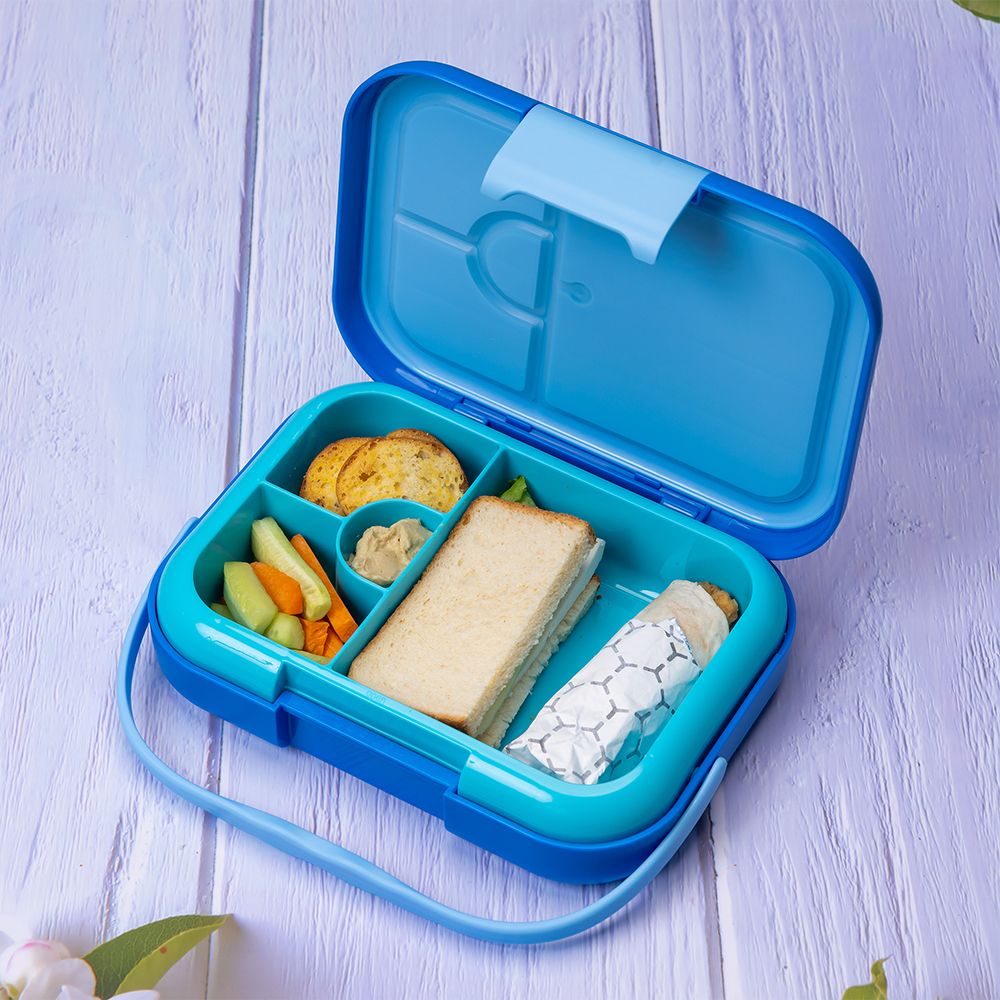 Eazy Kids - 4 Compartment Bento Lunch Box - Mat Blue