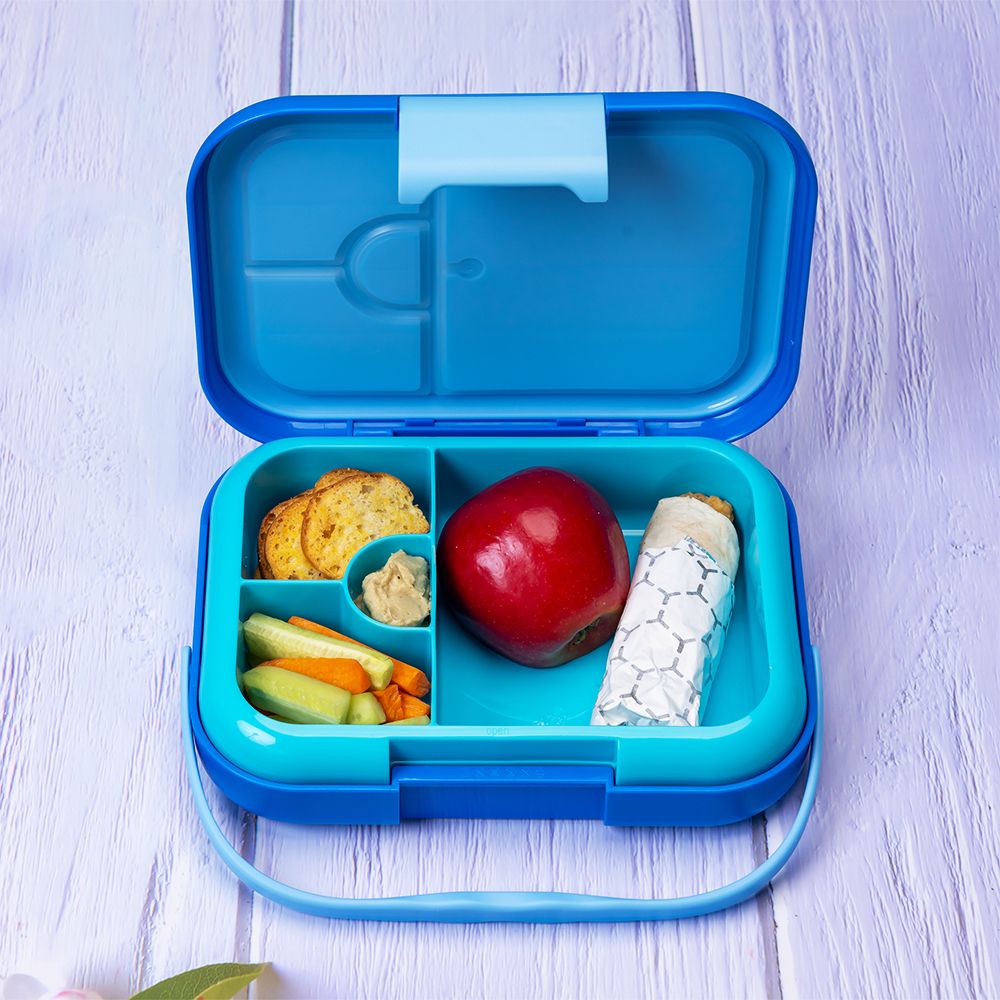 Eazy Kids - 4 Compartment Bento Lunch Box - Mat Blue