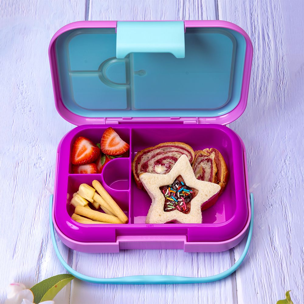 Eazy Kids - 4 Compartment Bento Lunch Box - Mat Pink