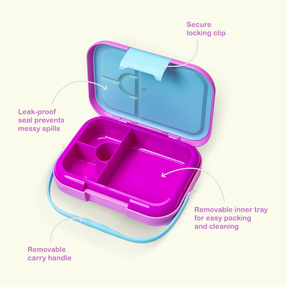 Eazy Kids - 4 Compartment Bento Lunch Box - Mat Pink