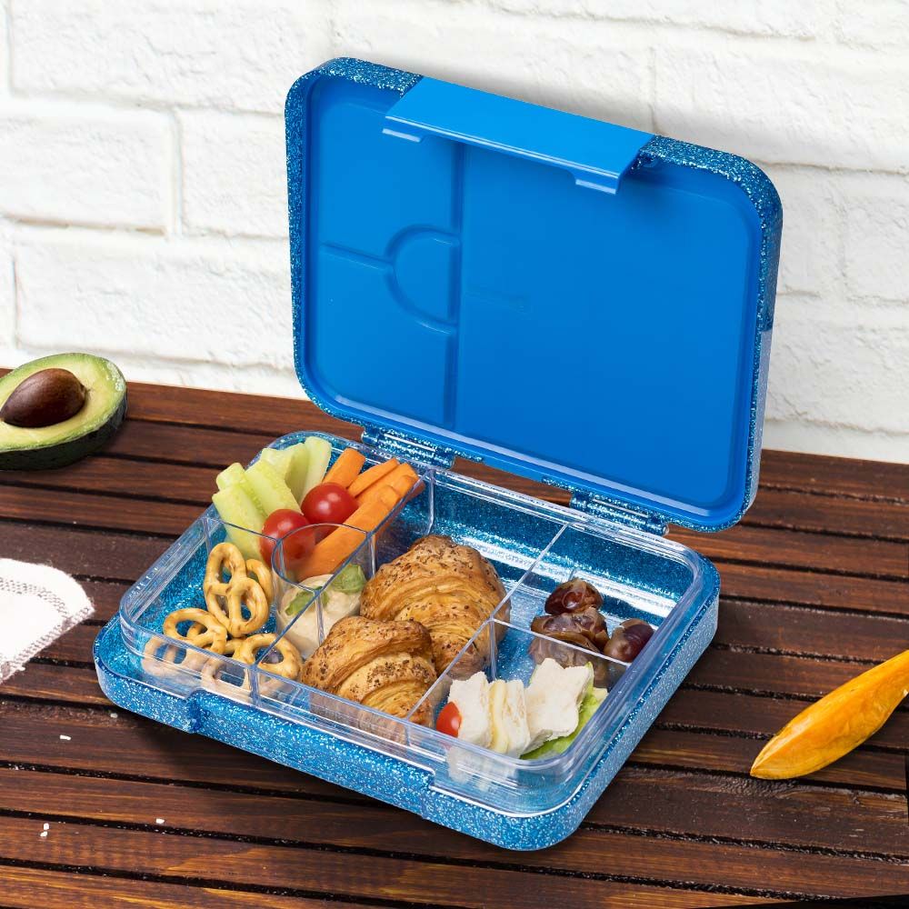 Eazy Kids - 6 And 4 Convertible Bento Lunch Box - Glitter Blue