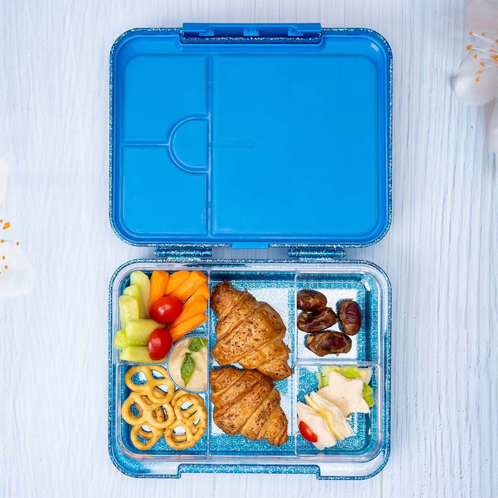 Eazy Kids - 6 And 4 Convertible Bento Lunch Box - Glitter Blue