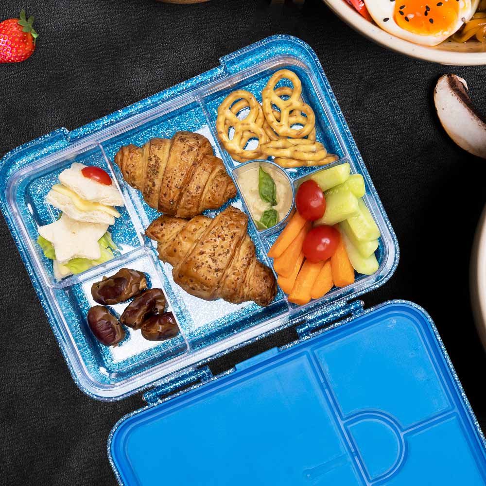 Eazy Kids - 6 And 4 Convertible Bento Lunch Box - Glitter Blue