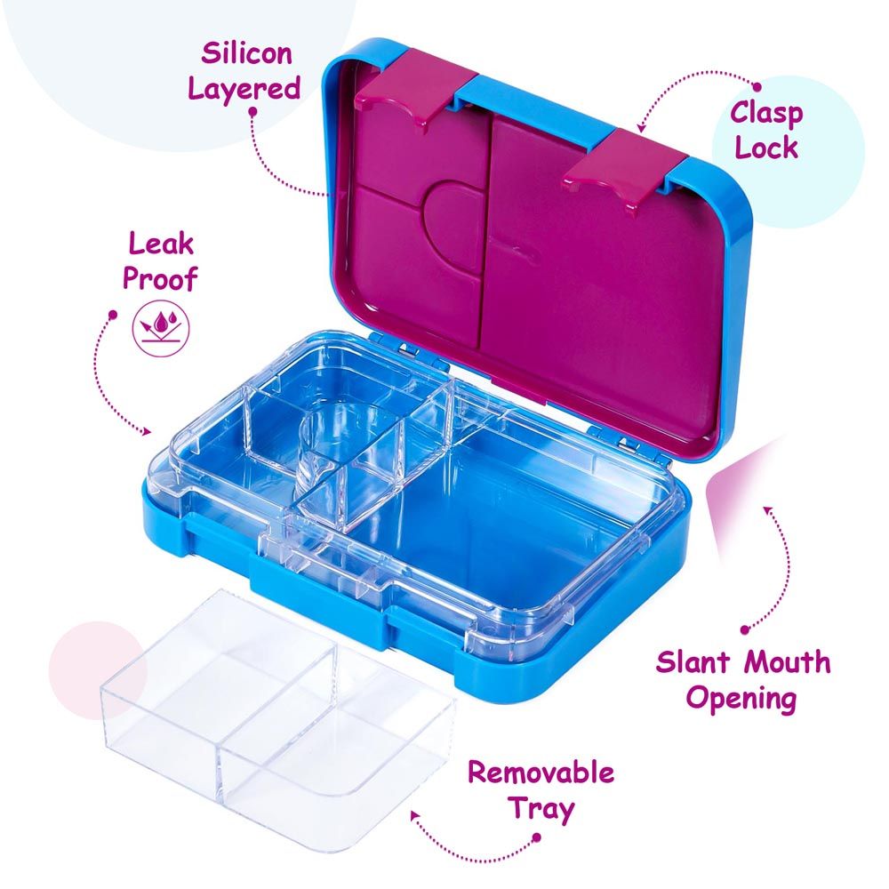 Eazy Kids - Disney Frozen Elsa Anna Bento Lunch Box - Blue - 6 Compartments