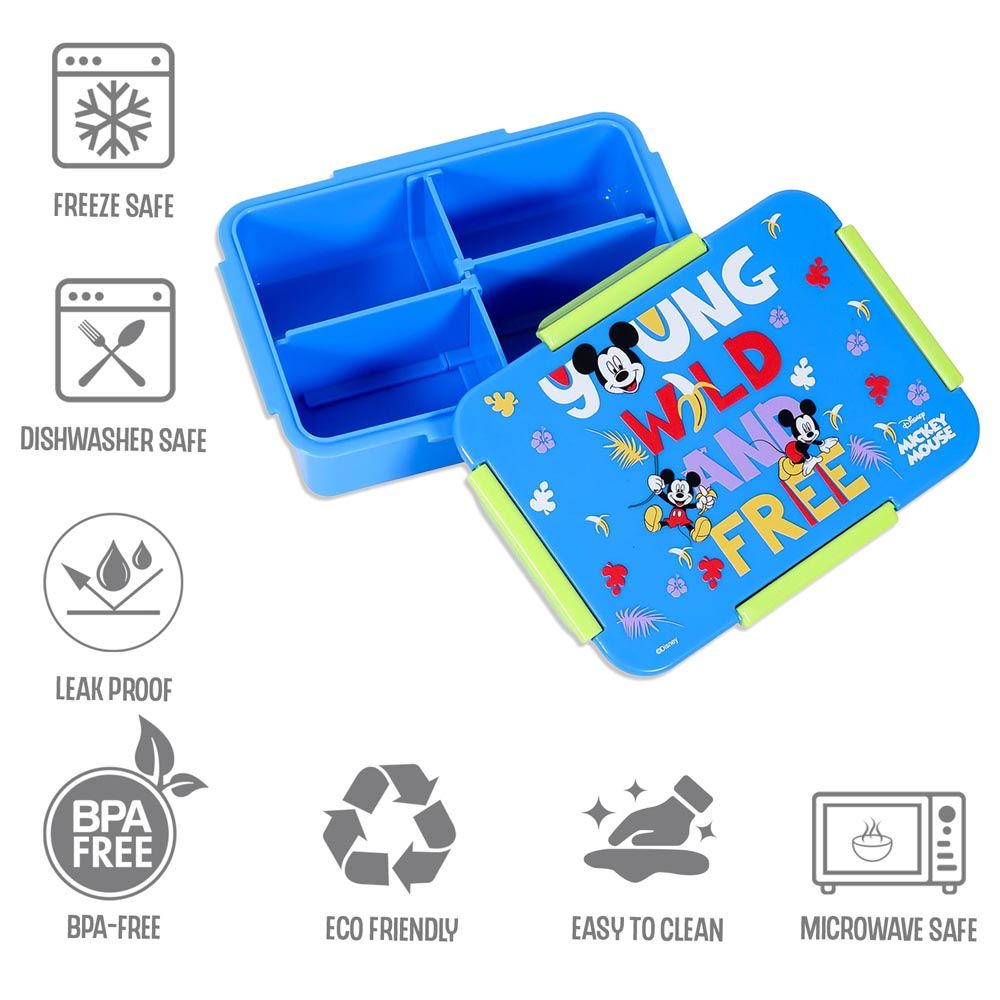 Eazy Kids - Disney Mickey & Friends Bento Lunch Box - Blue - 4 Compartments - 850ml