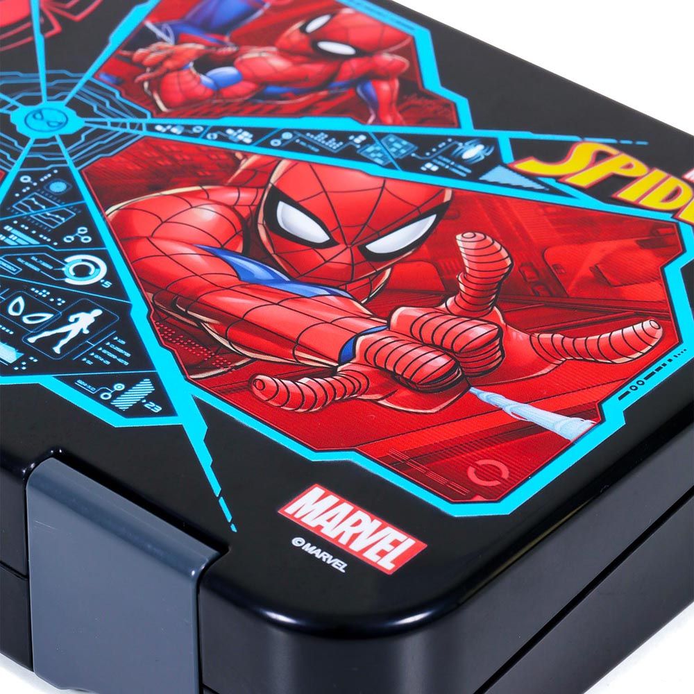 Eazy Kids - Marvel Spider-Man Bento Lunch Box - Black - 6 Compartments