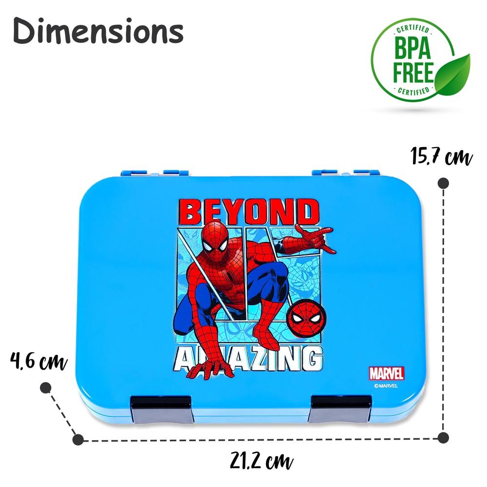 Eazy Kids - Marvel Beyond Amazing Spider Man Bento Lunch Box - Blue - 6 Compartments