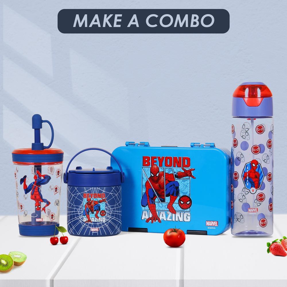 Eazy Kids - Marvel Beyond Amazing Spider Man Bento Lunch Box - Blue - 6 Compartments