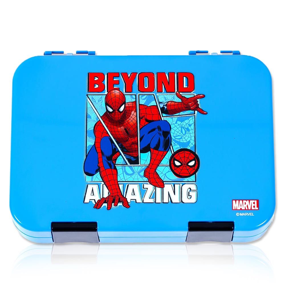 Eazy Kids - Marvel Beyond Amazing Spider Man Bento Lunch Box - Blue - 6 Compartments